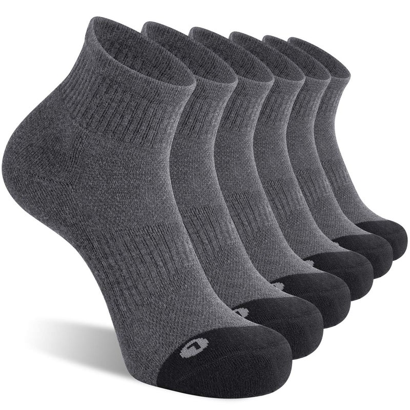 FITRELL 6 Pack Men's Athletic Ankle Socks Cushioned Sports Running Socks, Shoe Size 12-15, Dark Grey - Image 1